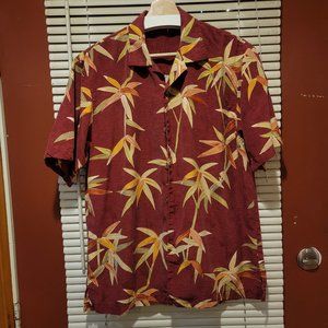 Tommy Bahama Men Button Down Short Sleeve Shirt Hawaiian floral 100% silk Sz:S